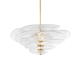 Lilypad Layered Amber Glass Disc Chandelier