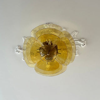 Lilypad Layered Amber Glass Disc Chandelier