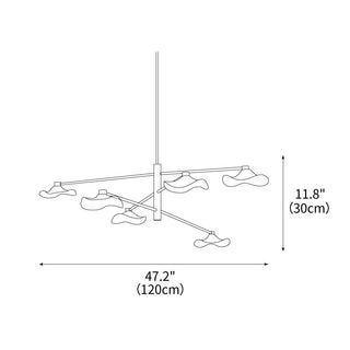 Lotus Stylish Metal Leaves Glass Chandelier