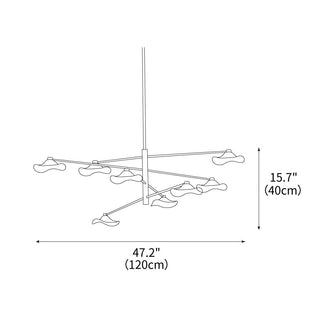 Lotus Stylish Metal Leaves Glass Chandelier