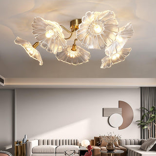Lotus Leaf Floral Glass Ceiling Light