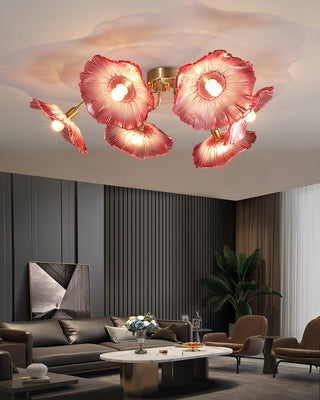 Lotus Leaf Floral Glass Ceiling Light