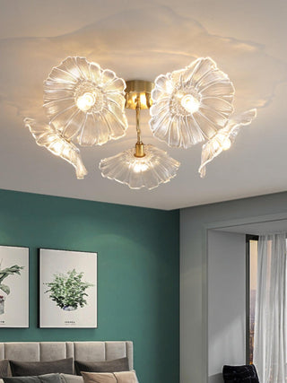 Lotus Leaf Floral Glass Ceiling Light