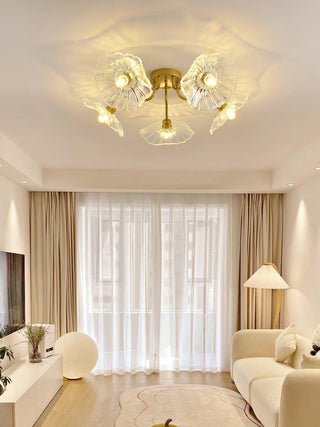 Lotus Leaf Floral Glass Ceiling Light