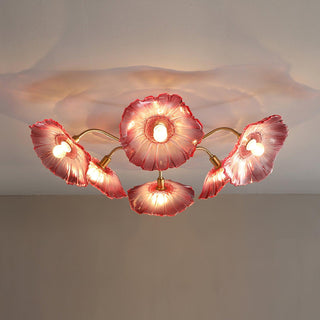 Lotus Leaf Floral Glass Ceiling Light