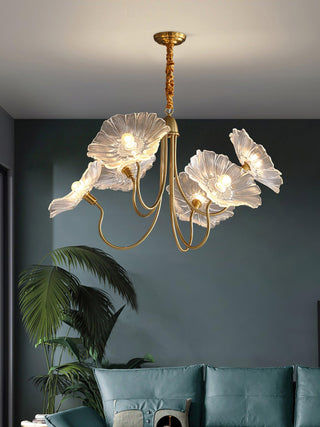 Lotus Leaf Floral Glass Chandelier