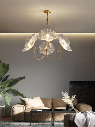 Lotus Leaf Floral Glass Chandelier