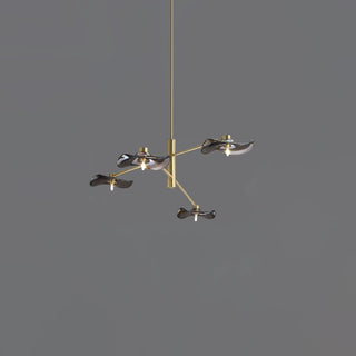 Lotus Stylish Metal Leaves Glass Chandelier