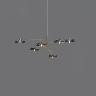 Lotus Stylish Metal Leaves Glass Chandelier