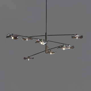Lotus Stylish Metal Leaves Glass Chandelier