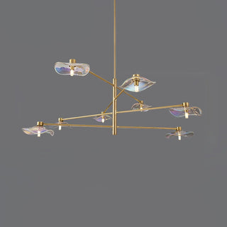 Lotus Stylish Metal Leaves Glass Chandelier