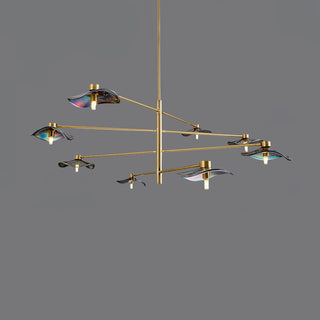 Lotus Stylish Metal Leaves Glass Chandelier
