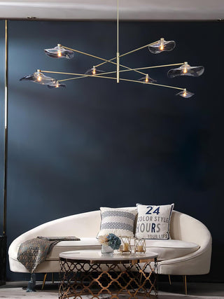 Lotus Stylish Metal Leaves Glass Chandelier
