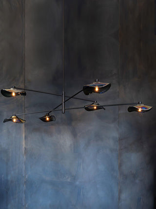 Lotus Stylish Metal Leaves Glass Chandelier