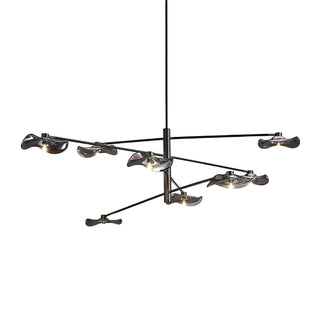 Lotus Stylish Metal Leaves Glass Chandelier