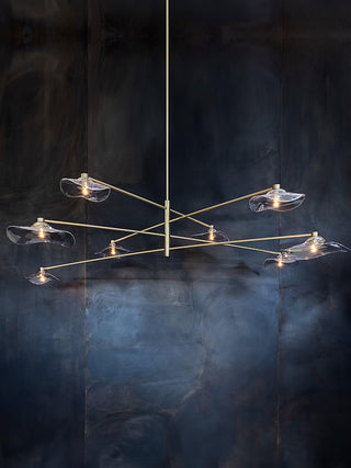 Lotus Stylish Metal Leaves Glass Chandelier