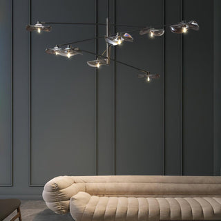 Lotus Stylish Metal Leaves Glass Chandelier