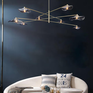 Lotus Stylish Metal Leaves Glass Chandelier