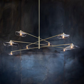 Lotus Stylish Metal Leaves Glass Chandelier