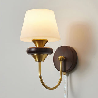 Louise Vintage Brass Wood Wall Sconce