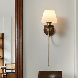 Louise Vintage Brass Wood Wall Sconce