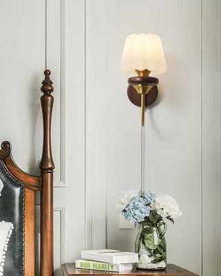 Louise Vintage Brass Wood Wall Sconce