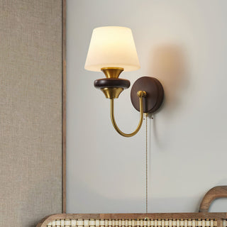 Louise Vintage Brass Wood Wall Sconce
