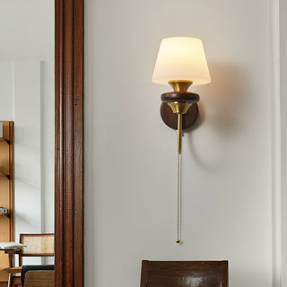 Louise Vintage Brass Wood Wall Sconce