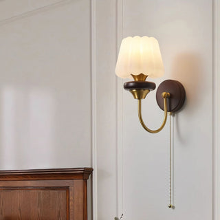 Louise Vintage Brass Wood Wall Sconce