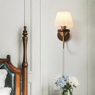 Louise Vintage Brass Wood Wall Sconce