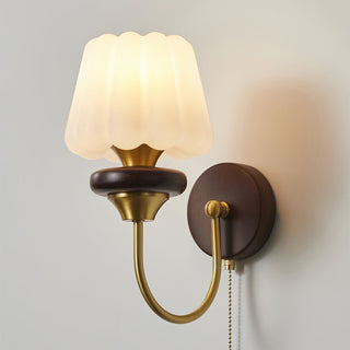 Louise Vintage Brass Wood Wall Sconce