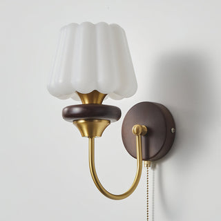 Louise Vintage Brass Wood Wall Sconce