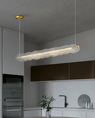 Luminous Natural Glass Wave Chandelier