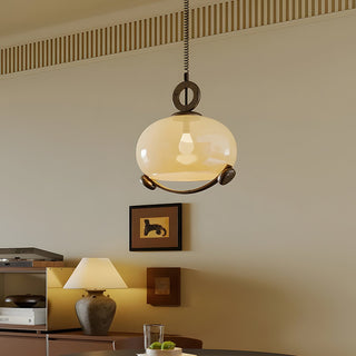Luna Brass Opal Glass Globe Pendant Light