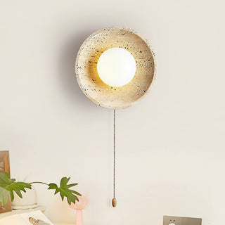 Lunar Minimalist Travertine Halo Ring Wall Light