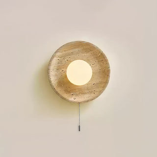 Lunar Minimalist Travertine Halo Ring Wall Light