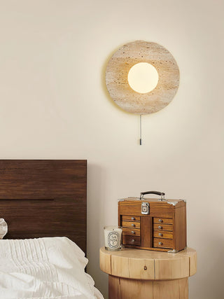 Lunar Minimalist Travertine Halo Ring Wall Light