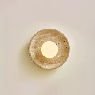 Lunar Minimalist Travertine Halo Ring Wall Light