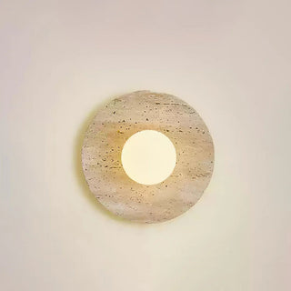 Lunar Minimalist Travertine Halo Ring Wall Light