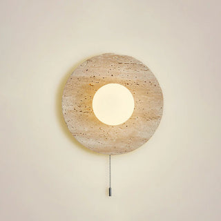 Lunar Minimalist Travertine Halo Ring Wall Light