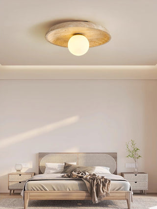 Lunar Minimalist Travertine Halo Ring Wall Light