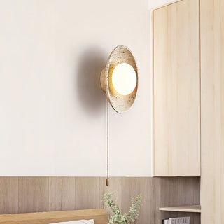 Lunar Minimalist Travertine Halo Ring Wall Light