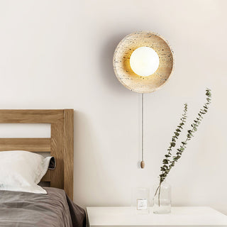 Lunar Minimalist Travertine Halo Ring Wall Light