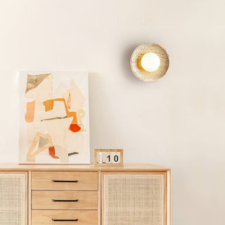 Lunar Minimalist Travertine Halo Ring Wall Light