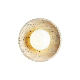 Lunar Minimalist Travertine Halo Ring Wall Light
