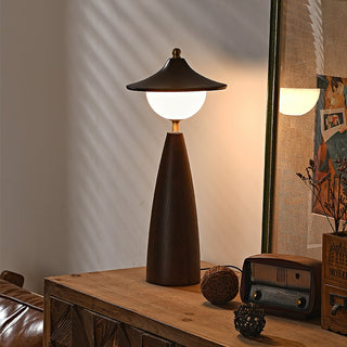 Maoy Tapered Wood Glass Table Lamp