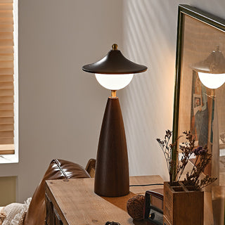 Maoy Tapered Wood Glass Table Lamp