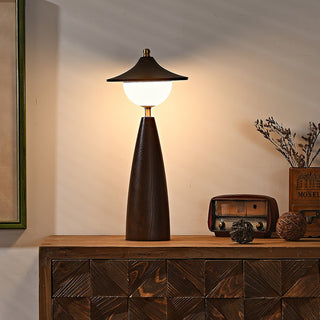 Maoy Tapered Wood Glass Table Lamp