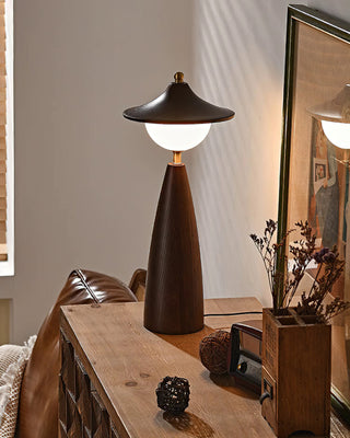 Maoy Tapered Wood Glass Table Lamp