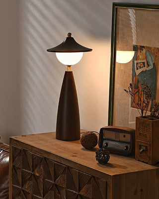 Maoy Tapered Wood Glass Table Lamp